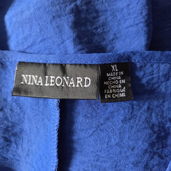⭐️Nina Leonard Blue Blouse with Batwing Sleeves Size XL - Picture 5 of 5